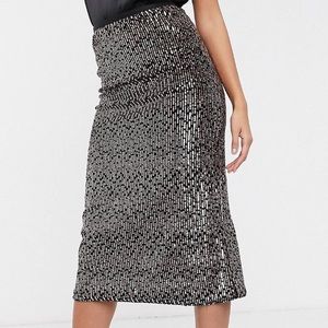 Vero moda sequin velvet mix midi skirt